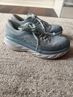 HOKA Bondi 7 Women’s Running Shoes Size 6.5 Blue Cushioned Athletic Sneakers